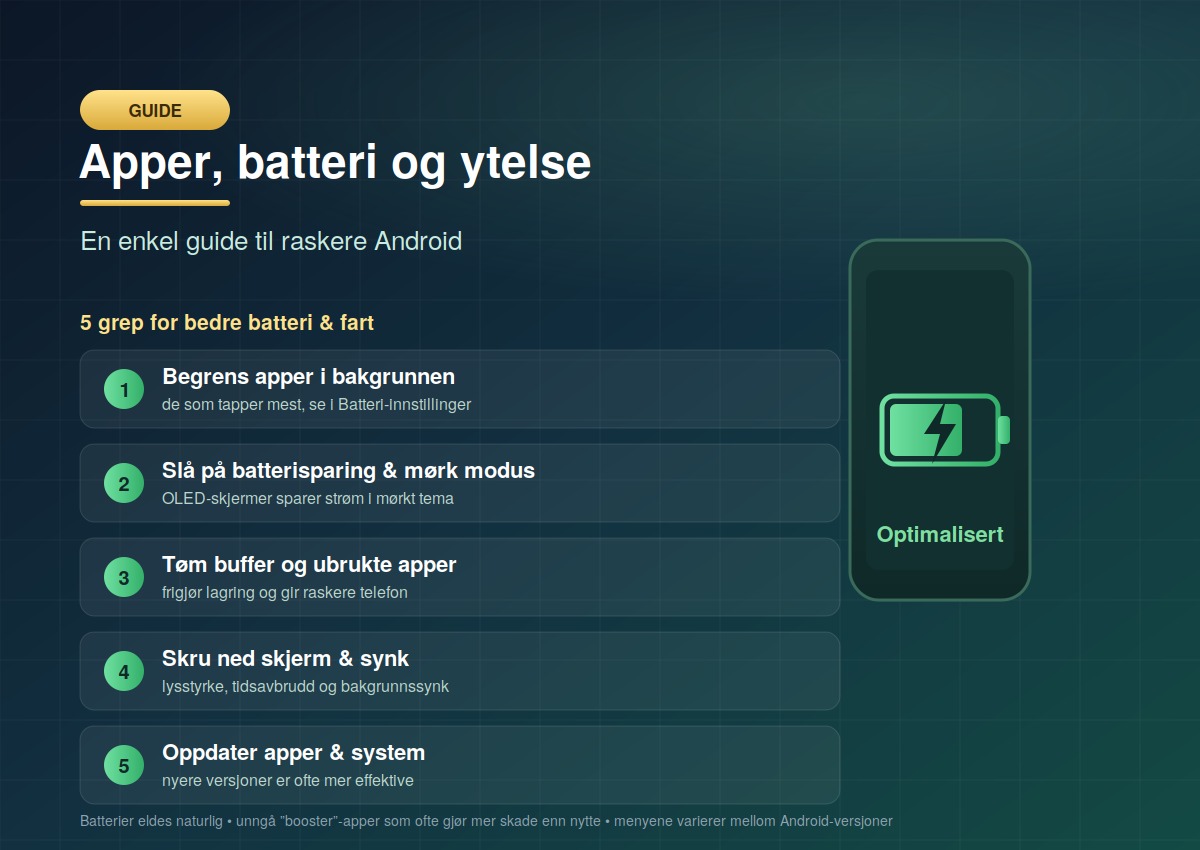 Android-apper, batteri og ytelse: en enkel guide