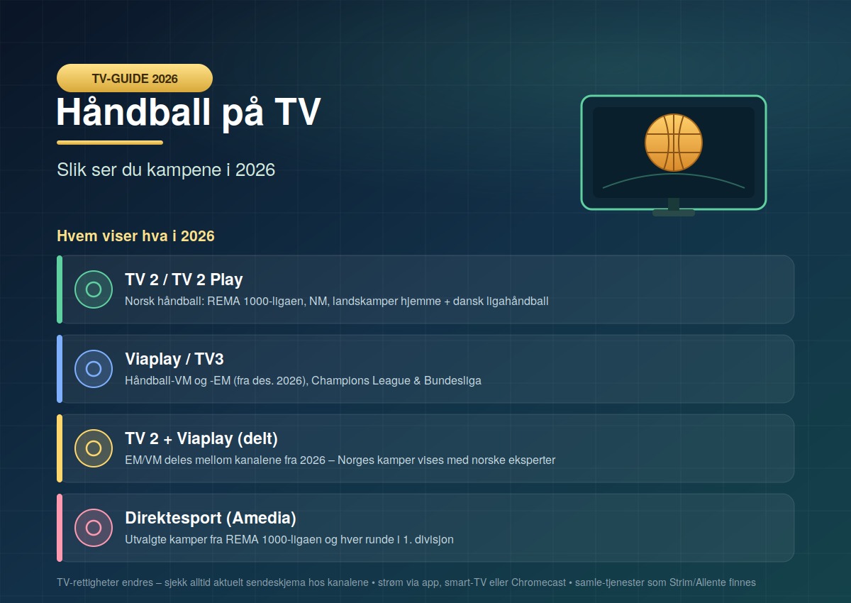 Håndball på TV: slik ser du kampene i 2026